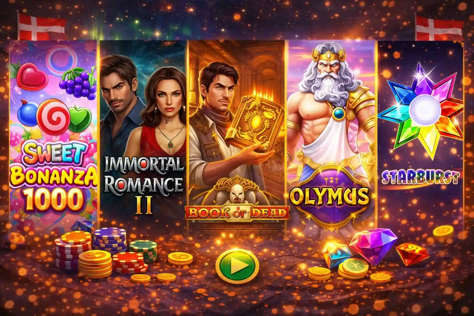 Populære slots Danmark collage